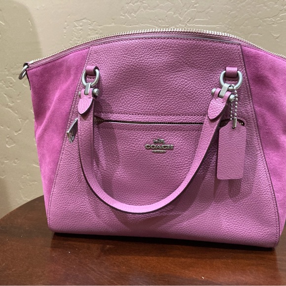 Coach Pebbled Leather/Suede Prairie Satchel, Primrose Color - Picture 3 of 16